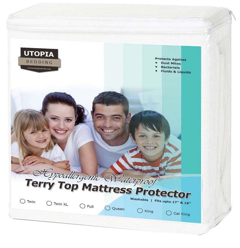 Premium Hypoallergenic Waterproof Mattress Protector from Utopia Bedding Premium Hypoallergenic Waterproof Mattress Protector from Utopia Bedding